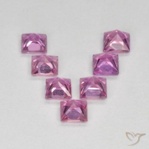 Gemme di Zaffiro Rosa porpora reale naturale da 0.98 ct, Quadrato, VS