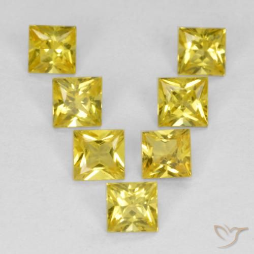 0.91ctw Naturale Giallo Zaffiro, Quadrato, VS
