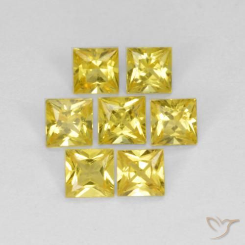 Gemme di Zaffiro Giallo naturale da 0.91 ct, Quadrato, VS
