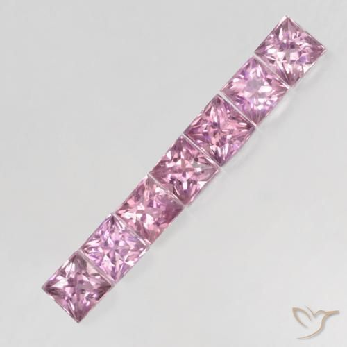 Gemme di Zaffiro Rosa Molto Chiaro naturale da 0.67 ct, Quadrato, VS