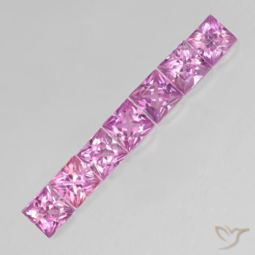 Gemme di Zaffiro Rosa porpora reale naturale da 0.64 ct, Quadrato, VS