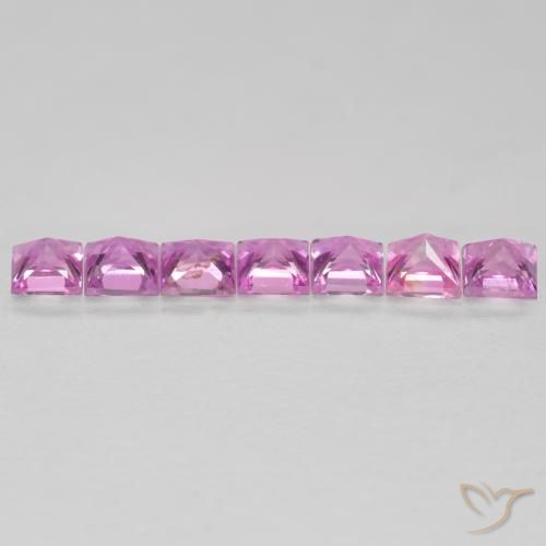 Gemme di Zaffiro Rosa porpora reale naturale da 0.64 ct, Quadrato, VS