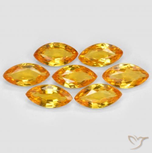 Gemme di Zaffiro Arancio intenso-OroG naturale da 1.23 ct, Taglio marquise, VS