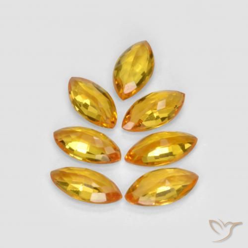 Gemme di Zaffiro Arancio intenso-OroG naturale da 1.23 ct, Taglio marquise, VS