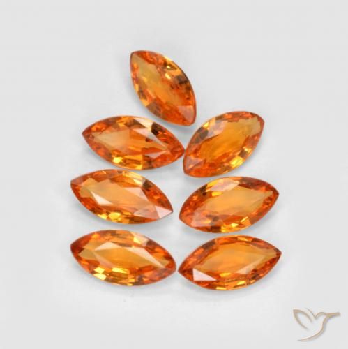 Gemme di Zaffiro Arancione Ambra naturale da 1.15 ct, Taglio marquise, VS