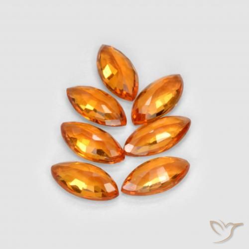 Gemme di Zaffiro Arancione Ambra naturale da 1.15 ct, Taglio marquise, VS