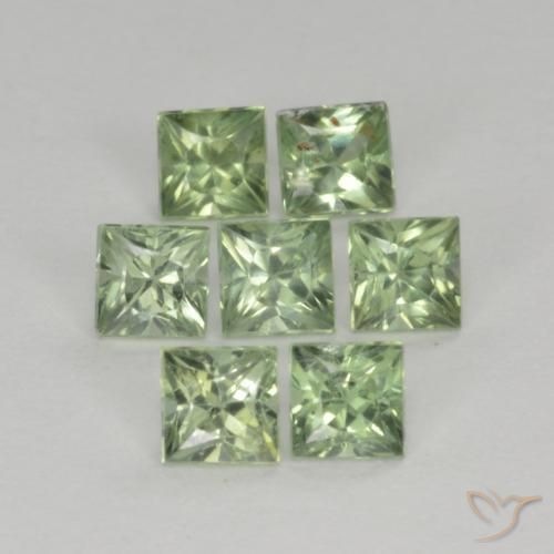 Gemme di Zaffiro Verde chiaro naturale da 1.59 ct, Quadrato, VS