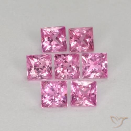 Gemme di Zaffiro Rosa viola reale molto chiaro naturale da 0.61 ct, Quadrato, VS