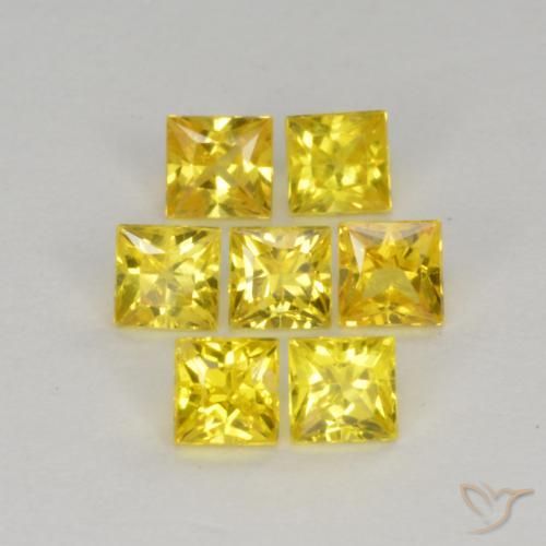 Gemme di Zaffiro Giallo medio-chiaro naturale da 1.03 ct, Quadrato, VS