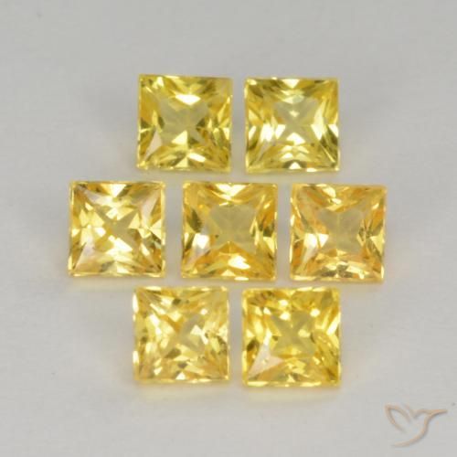 Gemme di Zaffiro Giallo medio naturale da 1.43 ct, Quadrato, VS