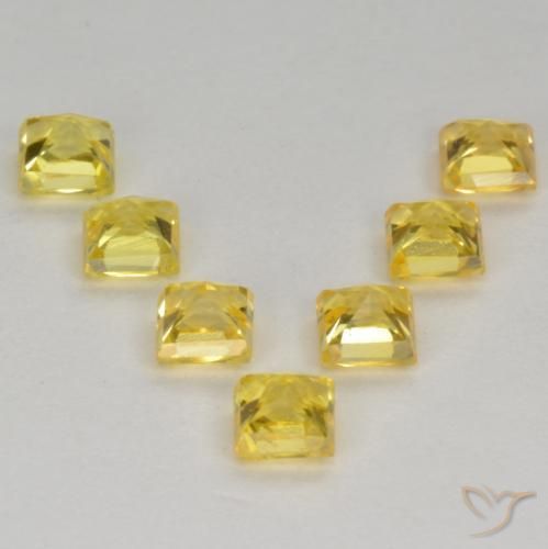Gemme di Zaffiro Giallo medio naturale da 1.43 ct, Quadrato, VS