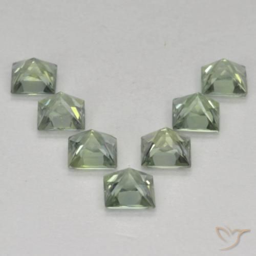Gemme di Zaffiro Verde chiaro naturale da 1.15 ct, Quadrato, VS