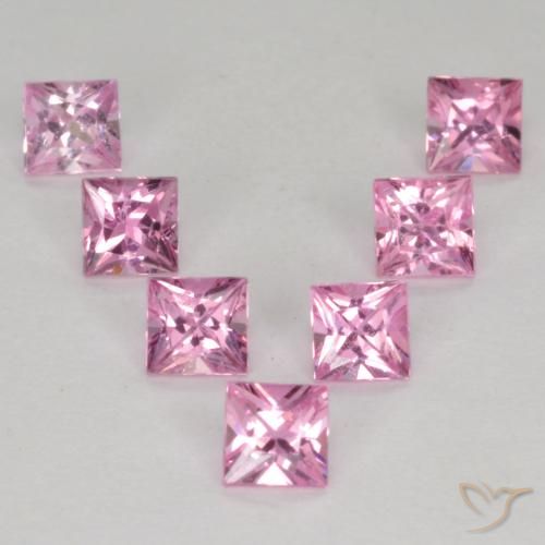 Gemme di Zaffiro Rosa viola reale molto chiaro naturale da 1.19 ct, Quadrato, VS