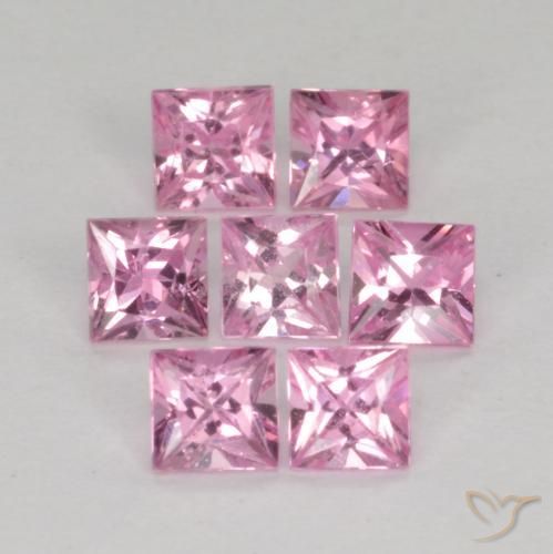 Gemme di Zaffiro Rosa viola reale molto chiaro naturale da 1.19 ct, Quadrato, VS