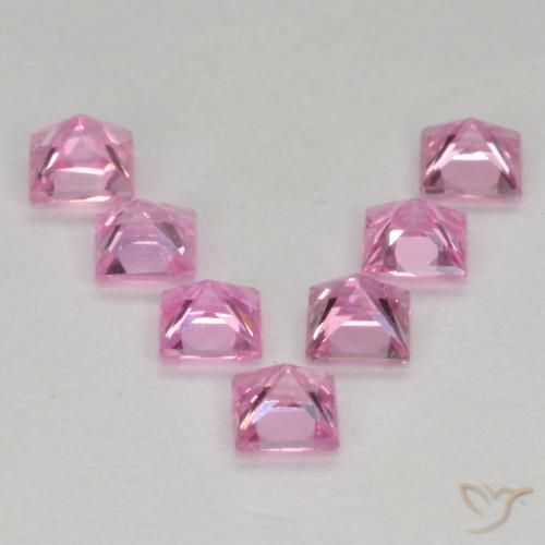 Gemme di Zaffiro Rosa viola reale molto chiaro naturale da 1.19 ct, Quadrato, VS