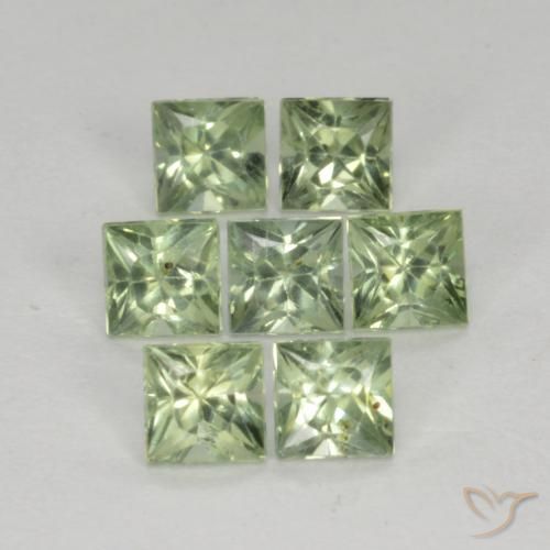 Gemme di Zaffiro Verde chiaro naturale da 1.55 ct, Quadrato, VS