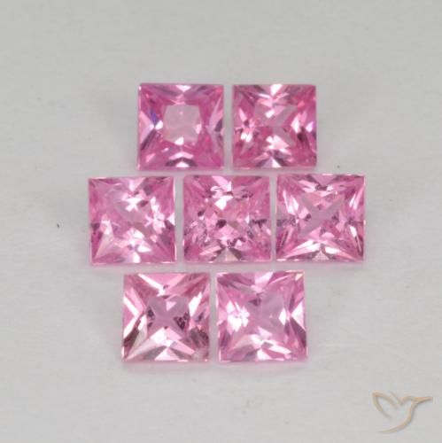 Gemme di Zaffiro Rosa viola reale molto chiaro naturale da 1.03 ct, Quadrato, VS
