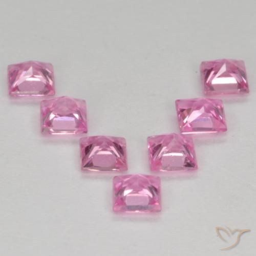 Gemme di Zaffiro Rosa viola reale molto chiaro naturale da 1.03 ct, Quadrato, VS