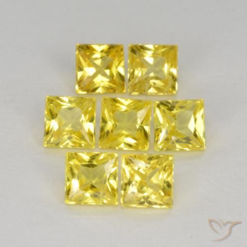 Gemme di Zaffiro Giallo naturale da 1.68 ct, Quadrato, VS