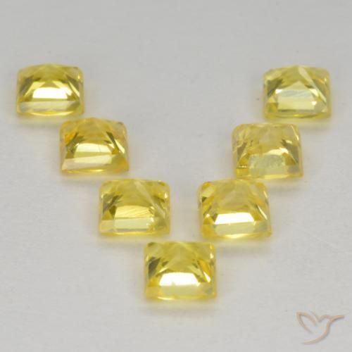 Gemme di Zaffiro Giallo naturale da 1.68 ct, Quadrato, VS