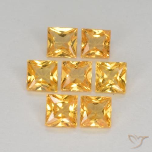 Gemme di Zaffiro Arancio Dorato Profondo naturale da 1.44 ct, Quadrato, VS