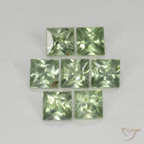 Gemme di Zaffiro Verde chiaro naturale da 1.40 ct, Quadrato, VS