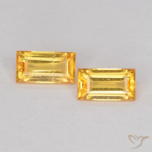 0.50ctw Naturale Oro brillante Zaffiro, Taglio a baguette, VS