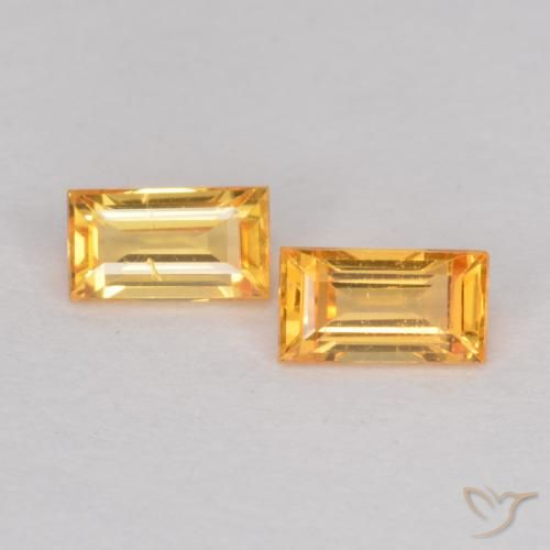 0.51ctw Naturale Arancio Medio Zaffiro, Taglio a baguette, VS