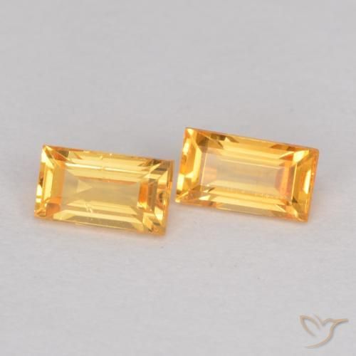 Gemme di Zaffiro Arancio Medio naturale da 0.51 ct, Taglio a baguette, VS