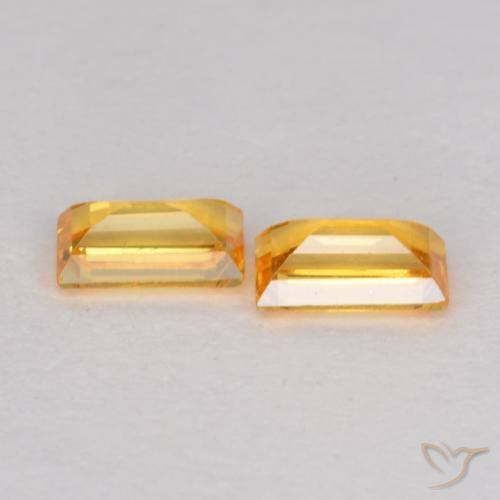 Gemme di Zaffiro Arancio Medio naturale da 0.51 ct, Taglio a baguette, VS