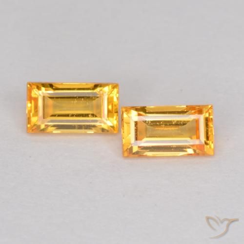 0.49ctw Naturale Arancio-Oro Zaffiro, Taglio a baguette, VS