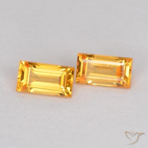 Gemme di Zaffiro Arancio-Oro naturale da 0.49 ct, Taglio a baguette, VS