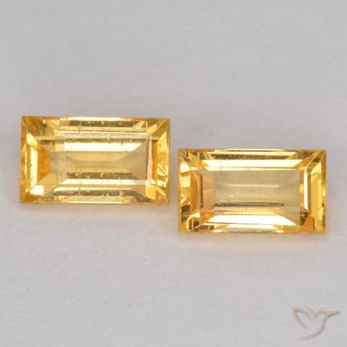 0.75ctw Naturale Oro medio Zaffiro, Taglio a baguette, VS