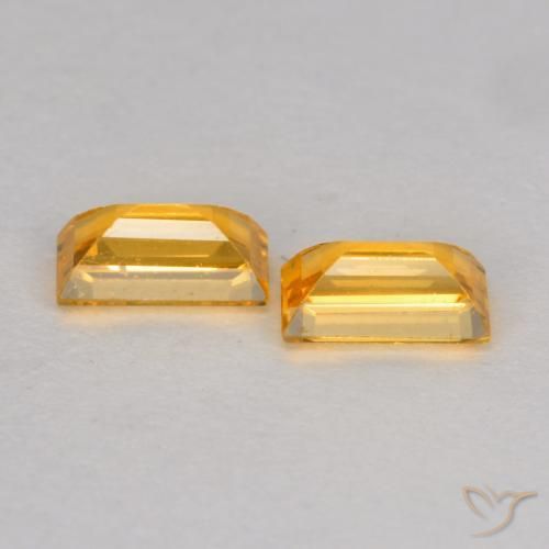 Gemme di Zaffiro Dorato medio-scuro naturale da 0.54 ct, Taglio a baguette, VS