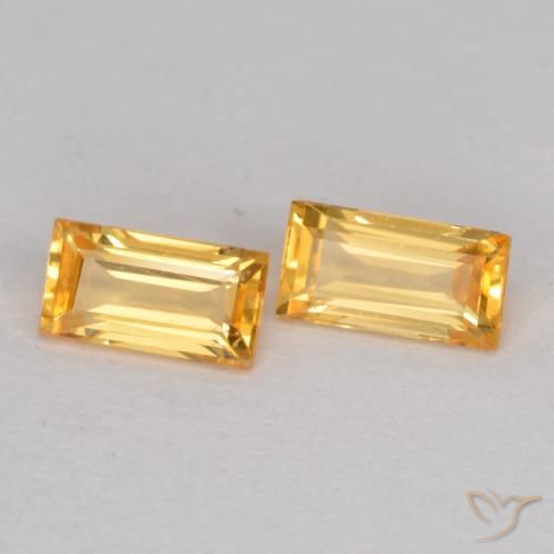 Gemme di Zaffiro Oro medio naturale da 0.44 ct, Taglio a baguette, VS