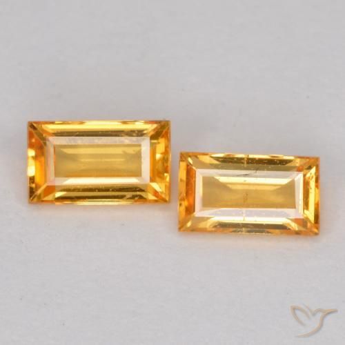 0.48ctw Naturale Arancio Dorato Profondo Zaffiro, Taglio a baguette, VS