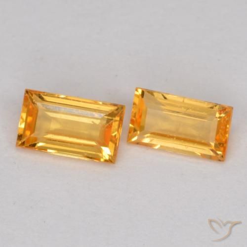 Gemme di Zaffiro Arancio Dorato Profondo naturale da 0.48 ct, Taglio a baguette, VS