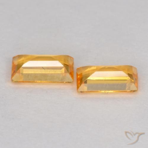 Gemme di Zaffiro Arancio Dorato Profondo naturale da 0.48 ct, Taglio a baguette, VS