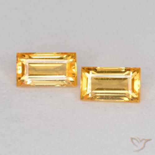 0.54ctw Naturale Arancio-Oro Zaffiro, Taglio a baguette, VS