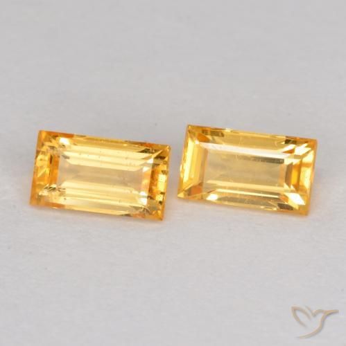 Gemme di Zaffiro Arancio-Oro naturale da 0.54 ct, Taglio a baguette, VS