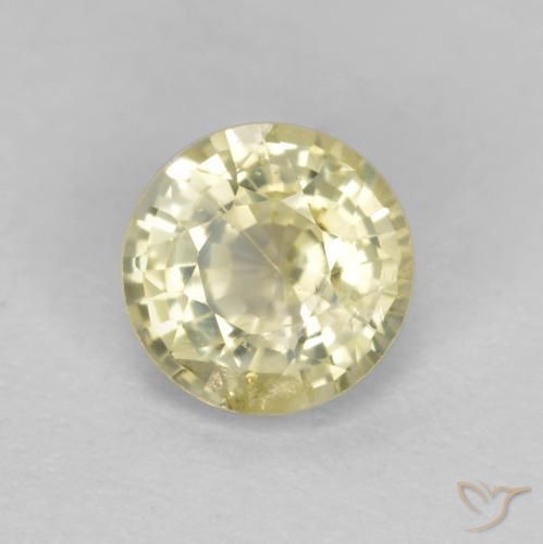 Zaffiro Giallo pallido naturale da 0.47 ct, Rotondo, VS
