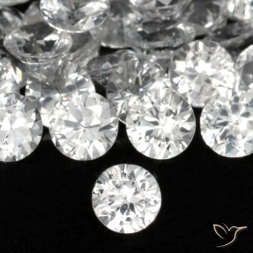 0.19ct Naturale Bianco trasparente Zaffiro, Rotondo, VS