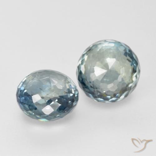 Gemme di Zaffiro Verde blu naturale da 0.99 ct, Rotondo, VS