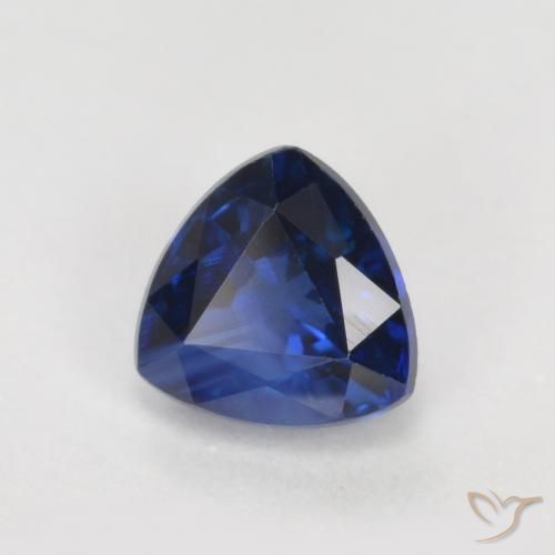 Zaffiro Blu scuro naturale da 0.53 ct, Taglio trillion, VS
