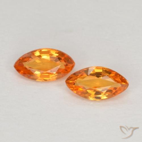 0.37ctw Naturale Arancione brillante Zaffiro, Taglio marquise, VVS-VS