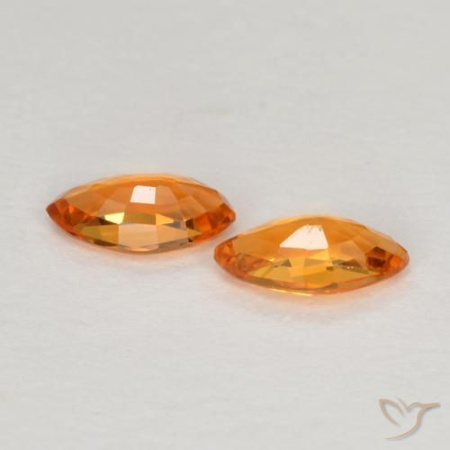 Gemme di Zaffiro Arancione brillante naturale da 0.37 ct, Taglio marquise, VVS-VS