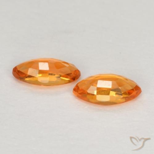 Gemme di Zaffiro Arancione brillante naturale da 0.39 ct, Taglio marquise, VVS-VS