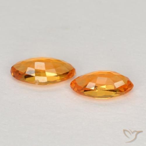 Gemme di Zaffiro Arancione brillante naturale da 0.39 ct, Taglio marquise, VVS-VS