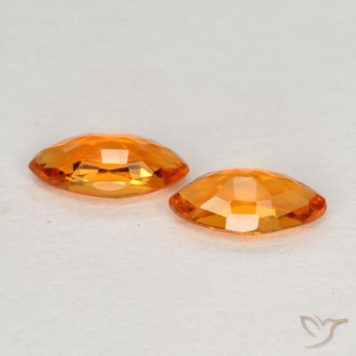 Gemme di Zaffiro Arancione brillante naturale da 0.40 ct, Taglio marquise, VVS-VS