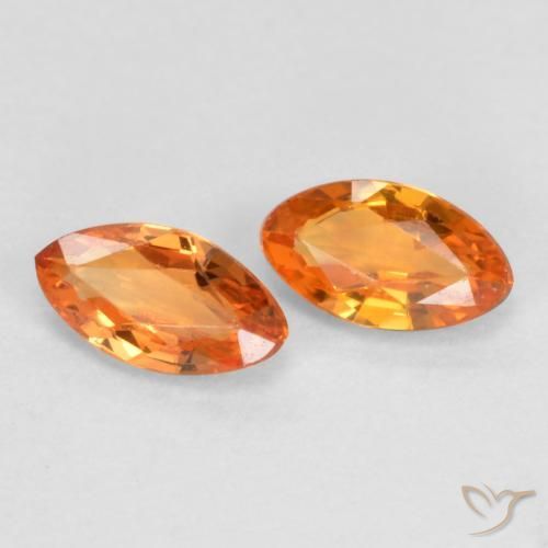 Gemme di Zaffiro Arancione brillante naturale da 0.40 ct, Taglio marquise, VVS-VS